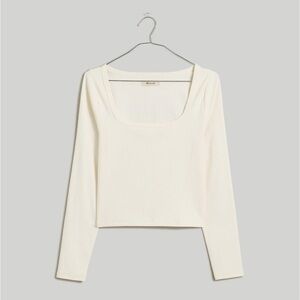 Madewell Square-Neck Long-Sleeve Crop Tee in Sleekhold | Medium | Lighthouse